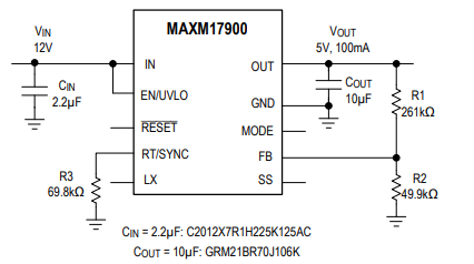 4V~21V 100mA 结构紧凑降压型μModule电源?？镸AXM17900